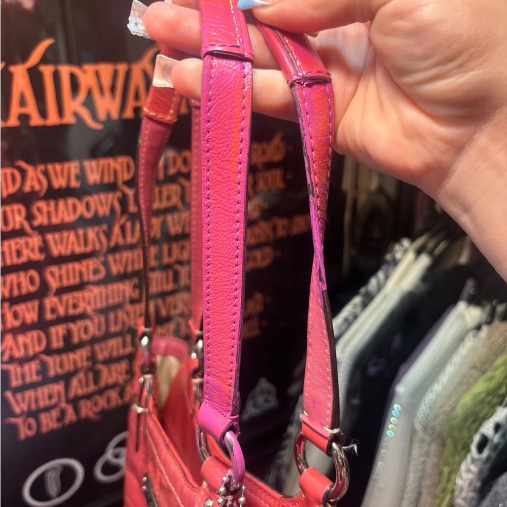 Coach Pink Embossed Leather Tote - Picture 5 of 6